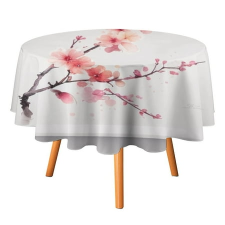 

Pink Cherry Blossom Maiden Heart Home Round Table Cloth Durable Stylish and Perfect for Both Indoor and Outdoor Use