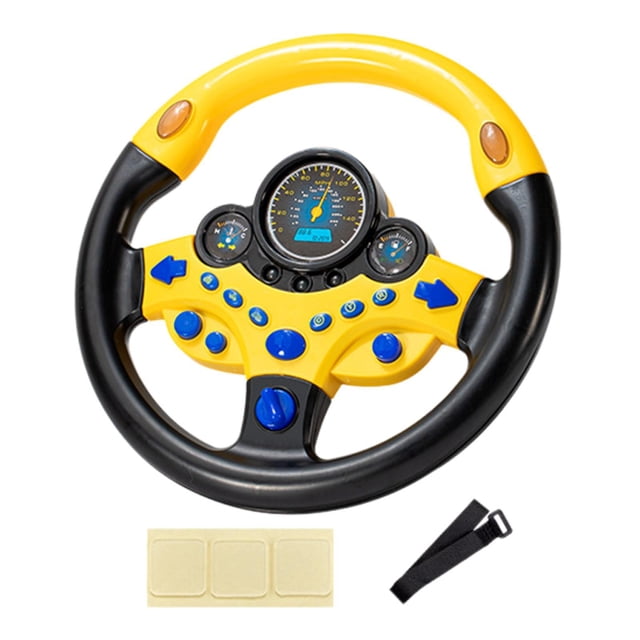 Volante de juguete para niños, volante redondo interactivo para conducir, juego de coches para niños Amarillo