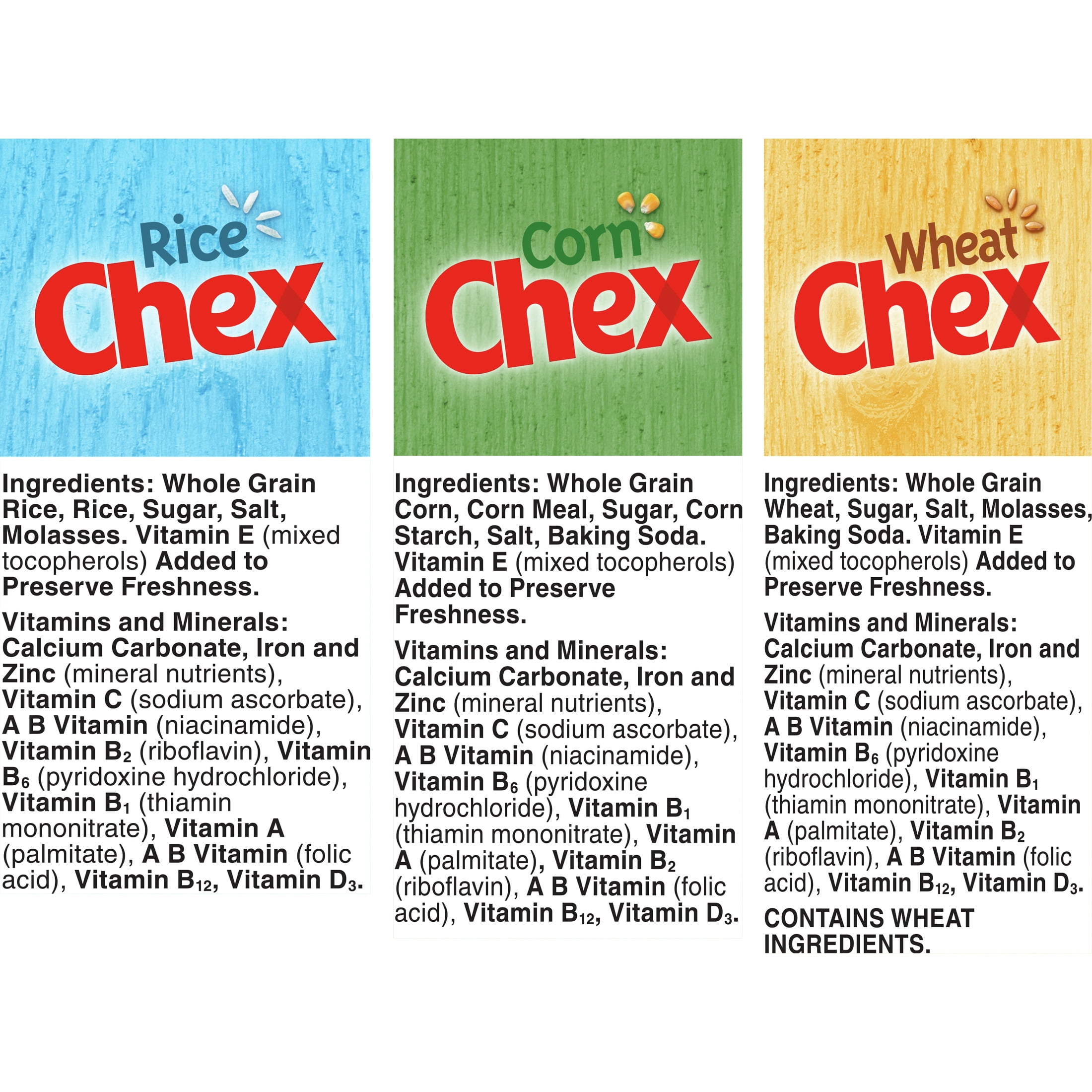 Chex Cereal Party Mix Variety Pack, Corn, Rice and Wheat Chex, 3 ct, 54.25 oz