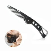 OUSITAID Stainless Steel Foldable Men Beard Comb Portable Folding Pocket Salon Hairstyling Brush Anti-static Oil Slick for Men Grooming, Combing Hair, Beard, and Mustache Styling