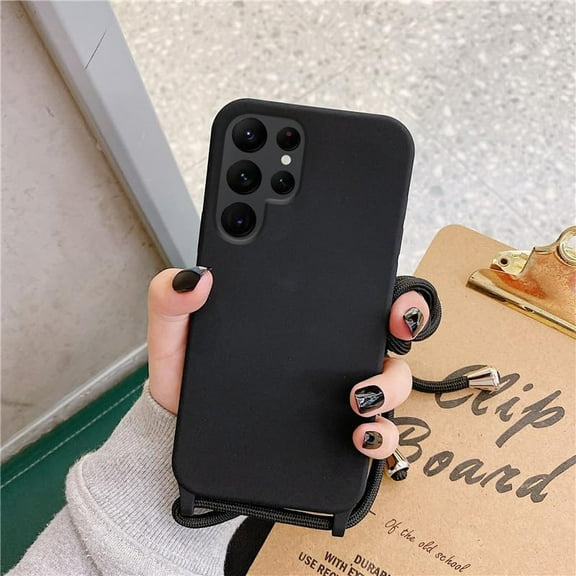 Crossbody Lanyard Phone case for Samsung Galaxy S20 FE 5G, Silicone Phone Cover with Adjustable Necklace Strap Soft Belt Neck Cord Lanyard Shockproof Protective Case - black
