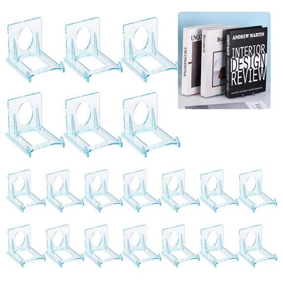 Uxcell 20 Pack Adjustable Easel Stands, 2" Clear Plastic Plate Holders Mini Easel Display Stand for Display Pictures Coin Game Card Small Art Works Wedding Table, Blue