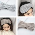 thumbnail image 2 of Bandeau Tricoté d'Hiver pour Femmes Couleur Unie Bande Élastique Extensible Bandeau Grand Extensible - Gris, 2 of 8