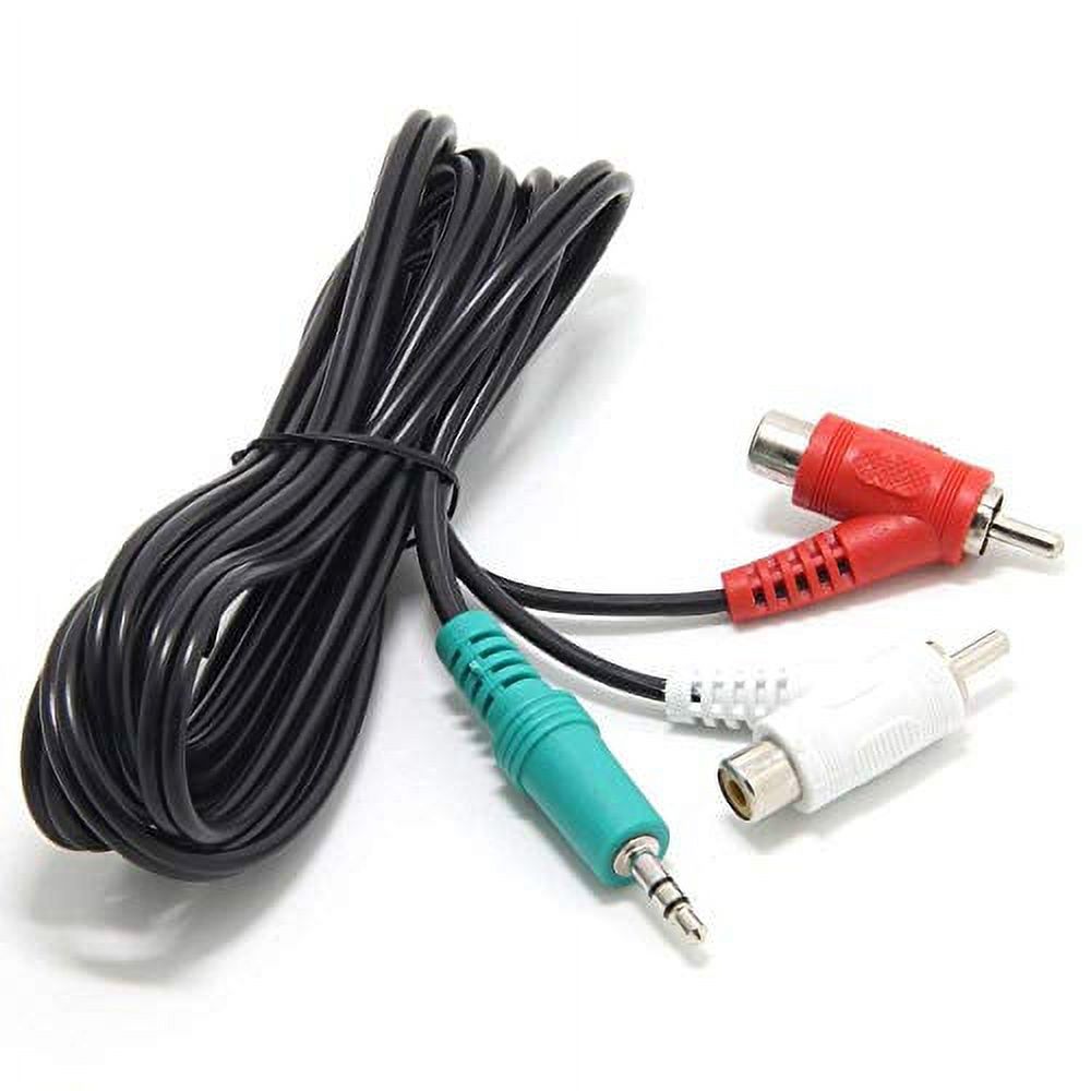 IENZA 2 RCA Male / 2 RCA Female Piggyback to 3.5mm TRS Male Audio Y Adapter Splitter Cable Wire Cord, RCA to 3.5mm Male (6-Ft) - image 2 of 2