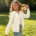 thumbnail image 4 of Dvprdro Girls Cotton Knit Cardigan Sweater Crew Neck Full Button Front Solid Soft Loose Fit Long Sleeve Preppy Outerwear for Campus Commute Daily Wear, 4 of 4