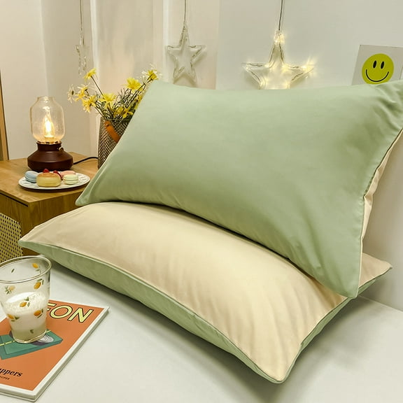 Zhuge Cotton Pillowcases - Envelope Closure 29*19in Pillowcases Set of 2, Breathable and Soft Pillow Cases,Light Green
