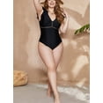 thumbnail image 6 of Charmo Women Ruffled Swimwear V Neck Plus Size Monkini Tie Back Bath Suit Tummy Control Swimsuit, 6 of 6