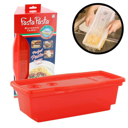Microwave Pasta Cooker - The Original Fasta Pasta (Red) - No Mess Sticking or Waiting for
