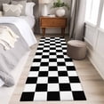thumbnail image 4 of 2x6 Kitchen Runner Rug, Black White Plaid Non-Skid Rubber Backing Large Rectangle Rugs - Living Room Bedroom Home Office, Farmhouse Modern Minimalist Geometric Indoor Floor Mat Carpets Washable Rug, 4 of 9