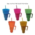 thumbnail image 4 of Moyic Taza de paja multifuncional con asa para beber y picar fácilmente palomitas de maíz taza de bebidas taza de palomitas de maíz taza Barra de herramientas Rosa (Sólido) 901-1000ml, 4 of 6