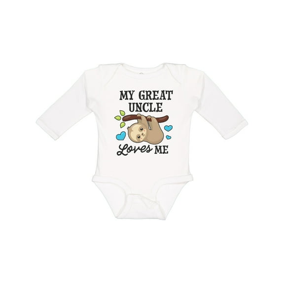 Inktastic My Great Uncle Loves Me with Sloth and Hearts Boys or Girls Long Sleeve Baby Bodysuit