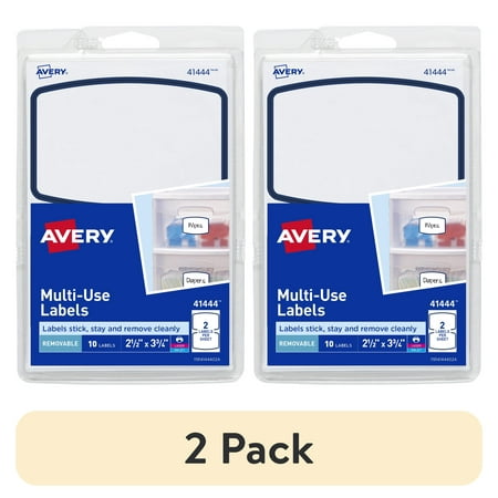 (2 pack) Avery Multi-Use Labels, 2-1/2" x 3-3/4", Paper, Removable, Blue Border, Laser/Inkjet, 10 Labels