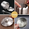 thumbnail image 4 of Stainless Steel Sugar Bowl, with Lid and Spoon, Silver, Round, Geometric Pattern, Durable, Rust Resistant, Dishwasher Safe, Home and Kitchen Storage, 4 of 5
