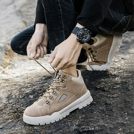 

Men Ankle Boots Booties Retro Lace up Low Heel Outdoor Casual Shoes New