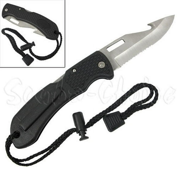 Scuba Foldable Low Volume Black Stainless Steel Point Tip BCD Knife