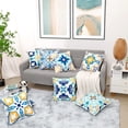 thumbnail image 3 of Blue Throw Pillow Covers 18x18 Set of 4 Blue and Yellow Floral Printed and Farmhouse Retro Decorative Throw Pillow Cushion Covers for Sofa Bed Indoors Home Decor, 3 of 5