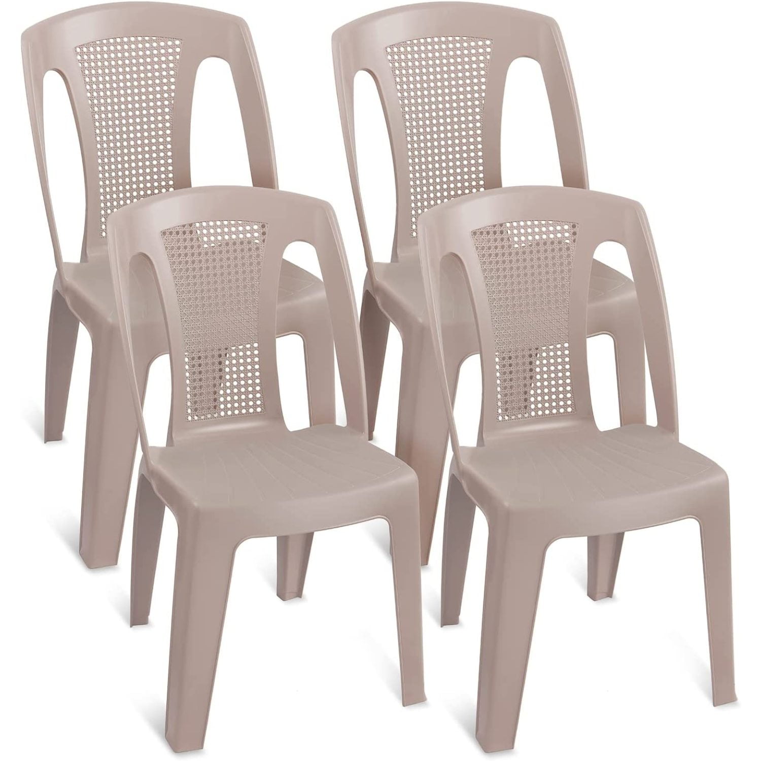 CintBllTer Set of 4 Plastic Stackable Chairs, Outdoor Patio Armless