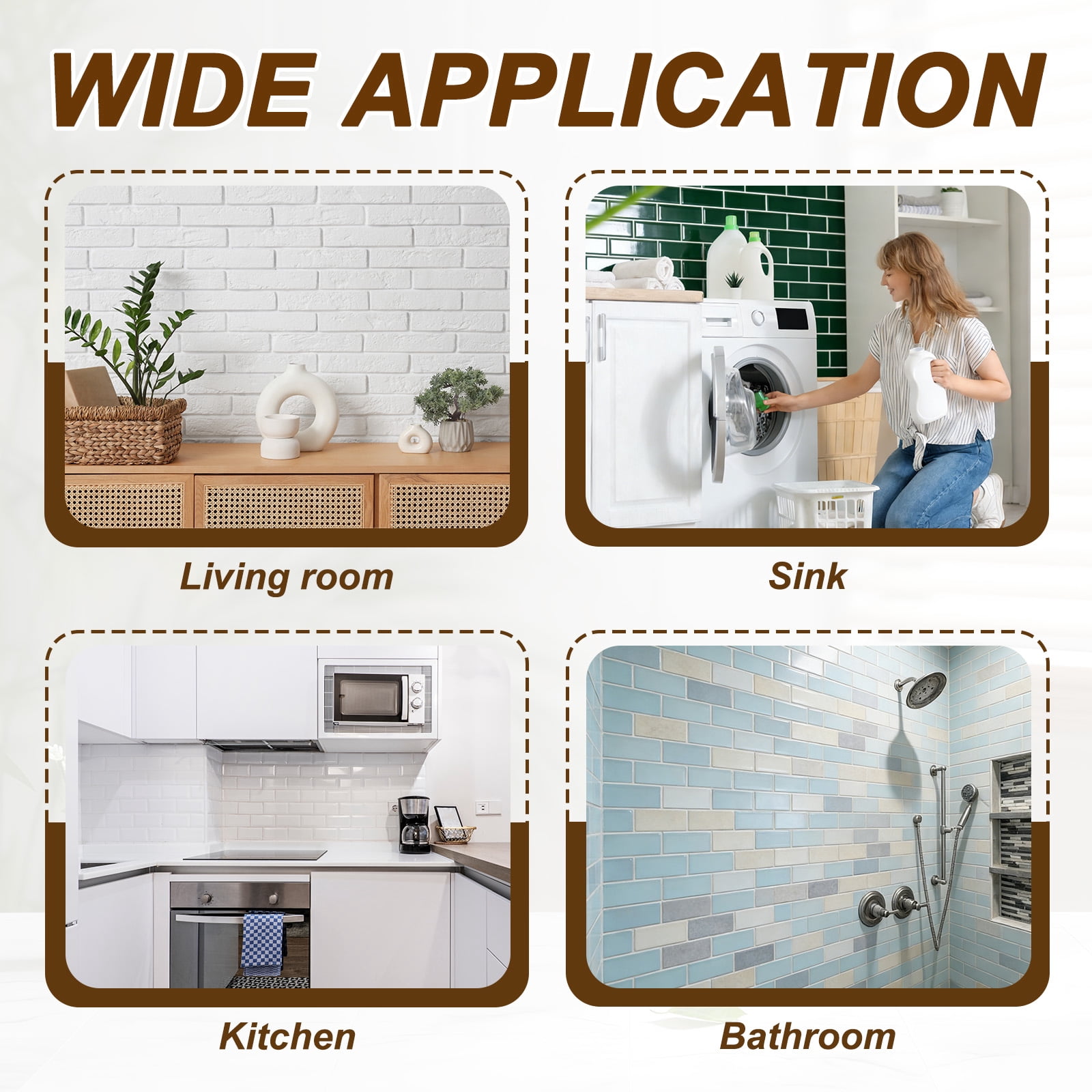 Uxcell 10Pcs Peel and Stick Backsplash Tiles 10.6" x 10.6" 3D Thickened Stone Texture Self-Adhesive Tile Stickers Wallpaper Wall for Kitchen Bathroom Bedroom, Gold Brown Black