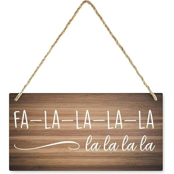 Hanging Wood Sign Home Decorative Fa La La La La Christmas Song Rustic Wood Plaque House Decor For Front Door Porch Room, Playroom Decoration 12X6 Inch