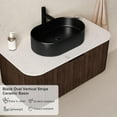 thumbnail image 4 of 36 inch Floating Bathroom Vanity with Sink, Natural Solid Wood Modern Bathroom Vanities with Ultra-Thin Ceramic Basin and Marble Top, Soft-Close Drawer, Pre-Assembled, Walnut with Black, 4 of 6