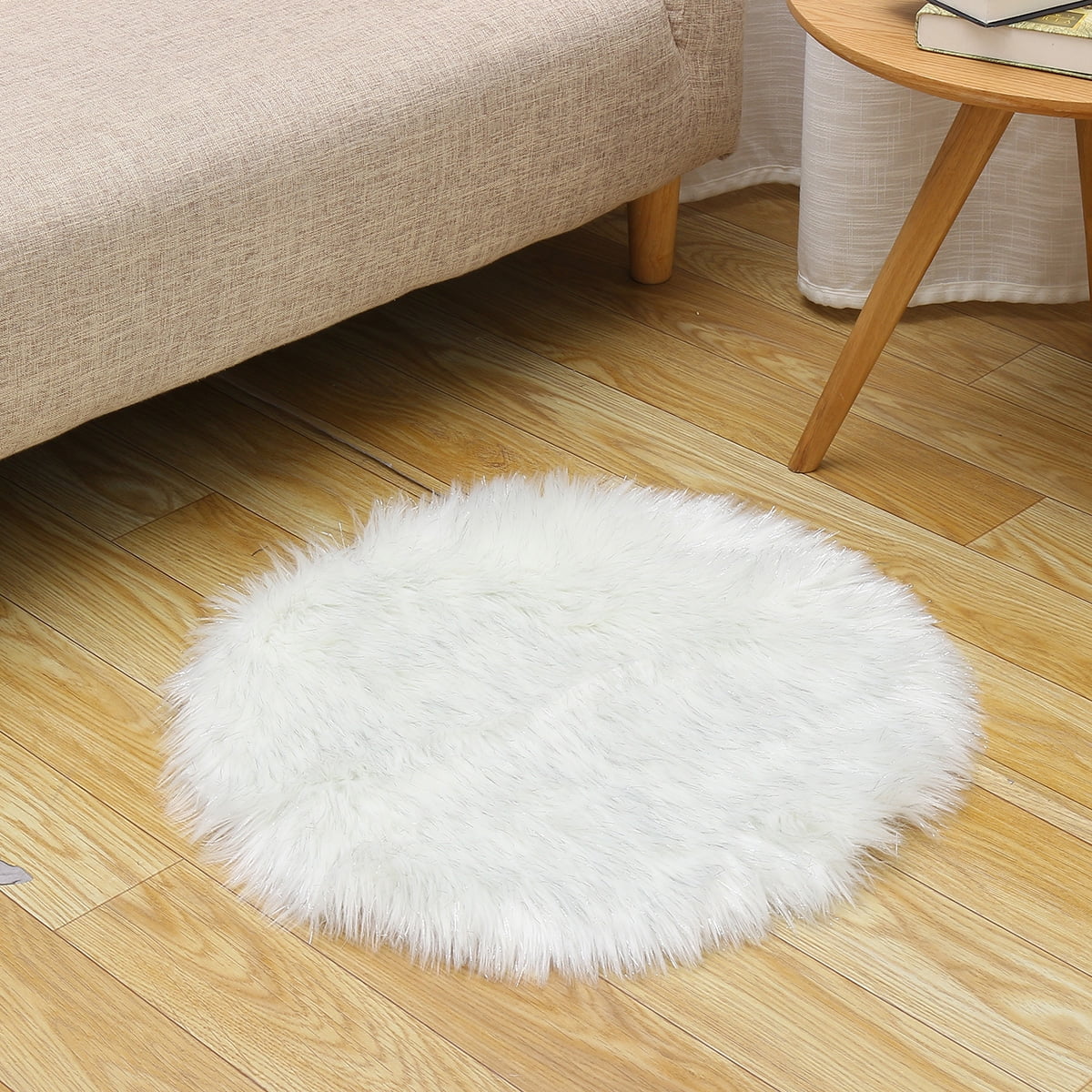 Round Soft Faux Fur Fluffy Wool Sheepskin Rug Mat Hairy Blanket Carpet