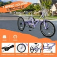 thumbnail image 5 of Lilypelle 26" Adult Tricycle Folding Tricycle 3 Wheel Bikes 7 Speed Trikes with Shopping Basket for Seniors，Purple, 5 of 21
