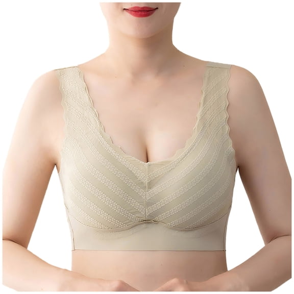 Mrat Bra Yoga Workout Cropped Tops Womens Traceless Bras Comfortable Wirefree Breathable Gathering Sports Bra Everyday Underwear Bra S-421 Green XL