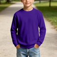 thumbnail image 5 of Kids Solid Color Waffle Knit Crew Neck Sweatshirt Boys Girls Long Sleeve Pullover Soft Lined Fall Winter Casual Basic Top for Daily School Layering Wear(Red,13-14 Years), 5 of 8