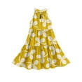 thumbnail image 6 of Abcomgle Girls Summer Dress Size 14-16 Casual Halter Neck Sleeveless Girls Dresses Floral Print A-line Sundresses Swing Beach Dresses 7-8 Years,Earthy Yellow, 6 of 7