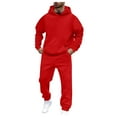 thumbnail image 2 of Caqnni Tracksuit Men Men's 2 Piece Tracksuits Solid Color Outfits-Long Sleeve Casual Zip Polo Sweatsuits Set For Men (Red,3XL), 2 of 7