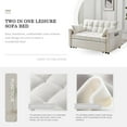 thumbnail image 3 of DEALTOPS Convertible Loveseat 55" 3-in-1 Multi-Functional Pull-Out Bed, White Velvet, 3 of 7