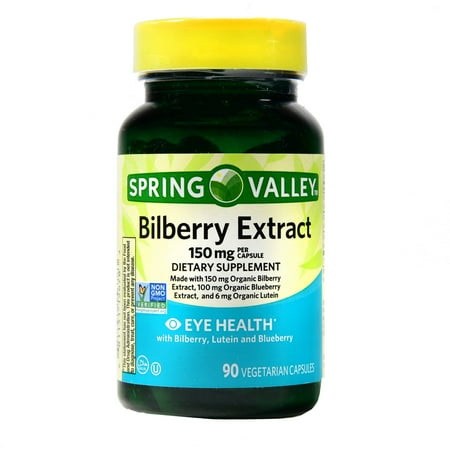 - (2 Pack) Spring Valley Bilberry Extract With Lutein & Blueberry Capsules, 150 mg, 90 Ct