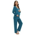 thumbnail image 1 of WBQ Women's Maternity Nursing Pajama Set Long Sleeve Breastfeeding Top Tee Shirt & Pants Pregnancy Pjs Set, 1 of 7