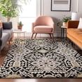 thumbnail image 6 of HomeRoots 668485 5 x 8 ft. Black Gray & Gold Floral Washable Machine Made Rectangle Area Rug with UV Protection, 6 of 9