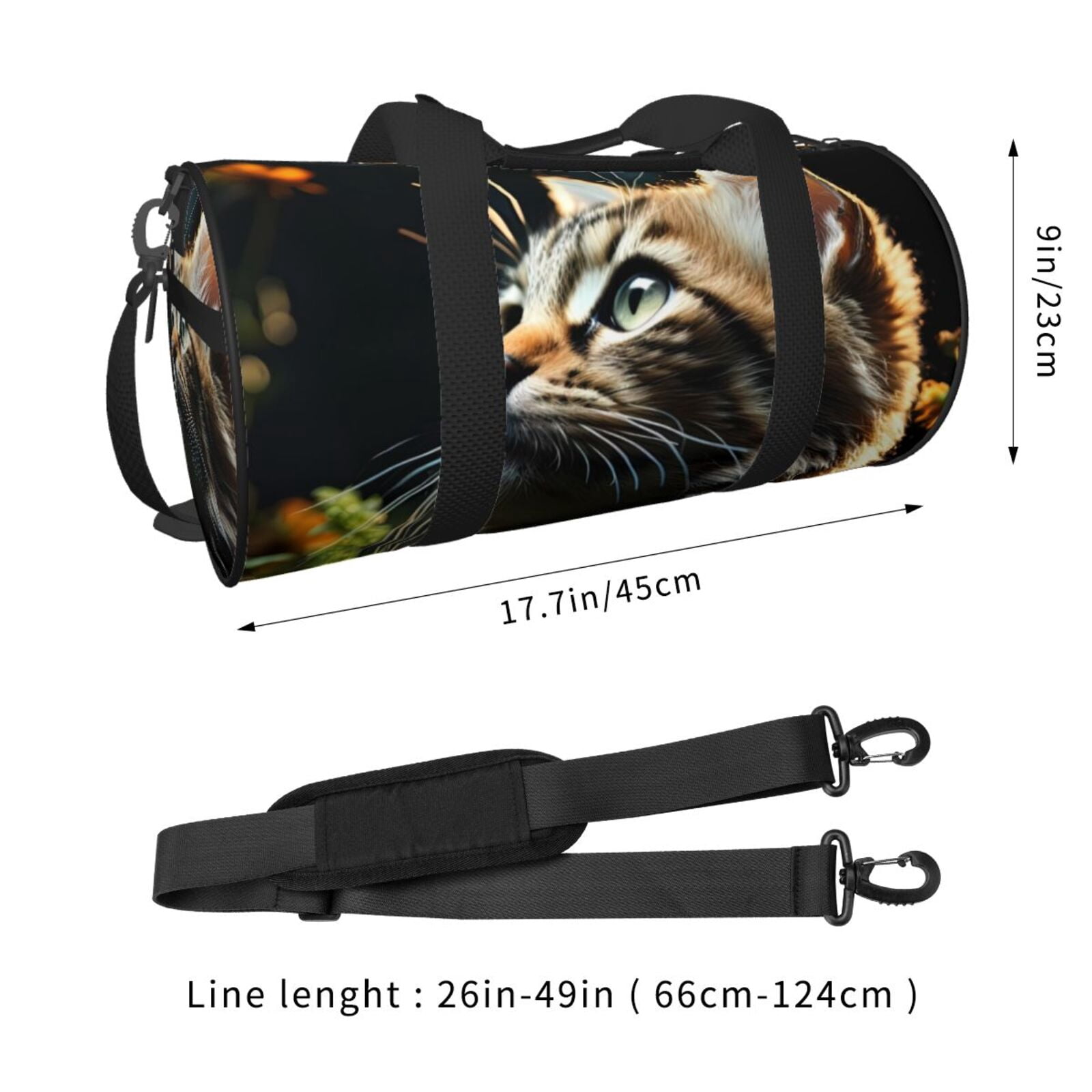 Defioc Realistic Style Cute Cat for Travel Duffle Bag,Weekender Bag Carry On Tote Bags Hospital Bag Large Capacity Sport Gym Bag for Men Women Fit for Trave, Gym,Weekend
