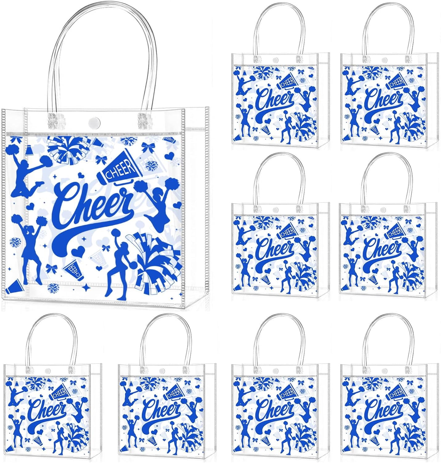24 PCS Football Goodie Bags Double-Sided PVC Clear Bag Snack Candy Treat Gift Bags with Handle for Super Bowl Party Supplies Football Party Favors Birthday Holiday Decorations
