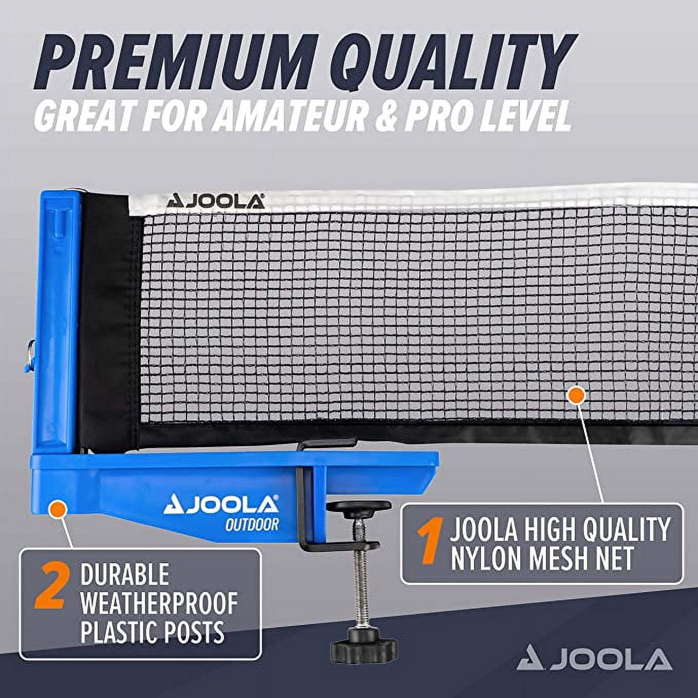 Joola Outdoor Weatherproof Table Tennis Net and Post, Blue