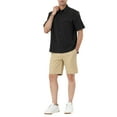 thumbnail image 2 of Lars Amadeus Men's Solid Color Short Sleeves Point Collar Shirt with Pockets, 2 of 6