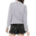 thumbnail image 4 of MODA NOVA Juniors Faux Suede Long Sleeve Draped Front Moto Jacket, 4 of 7