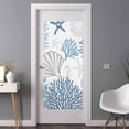 thumbnail image 3 of Non-Adhesive Static Cling Window Tint, Navy Blue Gray Coastal Window Privacy Film Frosted, Summer Beach Coral Shell Ocean Insulated Windows Frosted Films for Living room, 35.4 x 78.7 Inches, 3 of 9