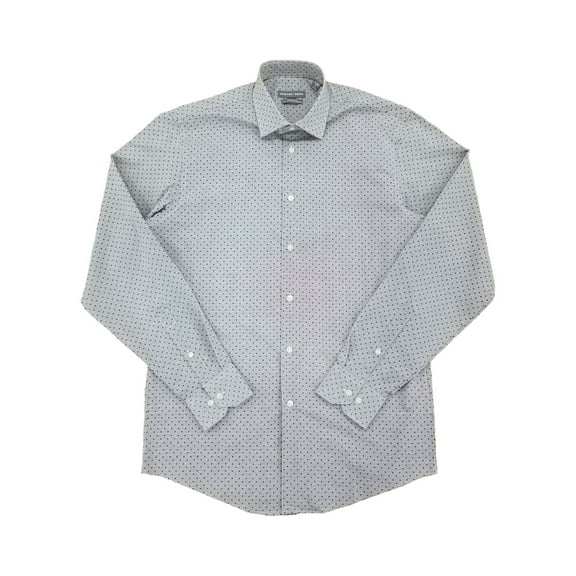 Geoffrey Beene Mens Rock Gray Regular Fit Stretch Dress Shirt XL17-17.5 34/35
