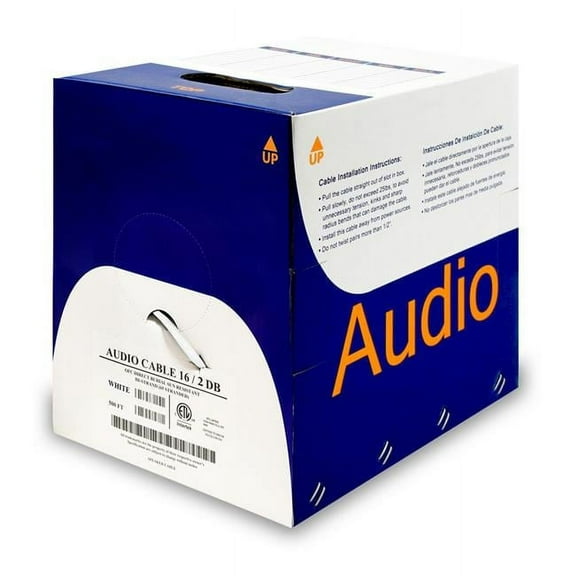 CableWholesale 10G2-712SF 500 ft. CMR & CL3R 16 AWG 2 Conductor 65 Strand & 0.16 mm Outdoor & Direct Burial Pullbox Speaker Cable, Black