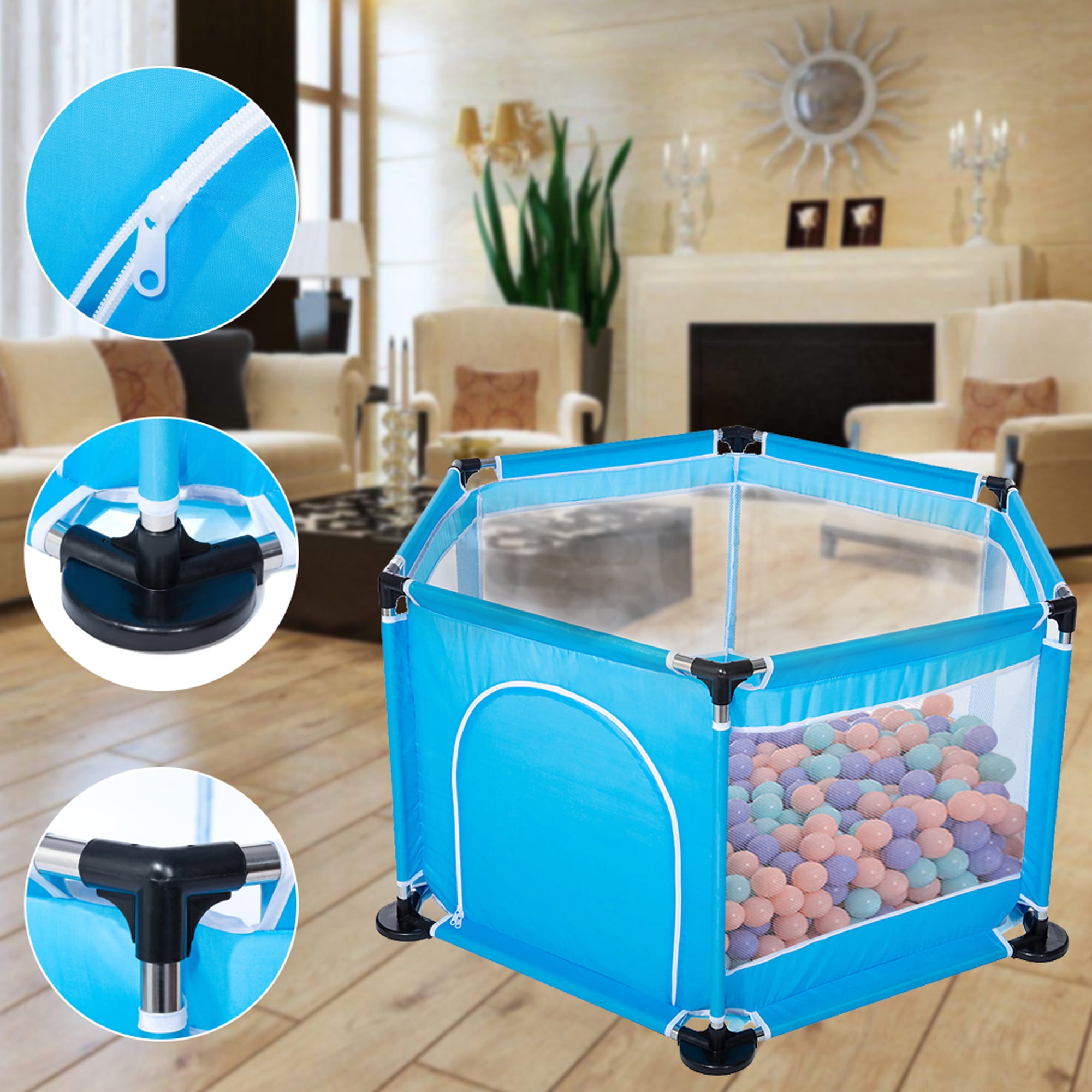 Portable Playard Play Pen for Baby Playpen Kids 6 Panel, Lightweight