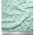 thumbnail image 1 of Soimoi Green polyester Crepe Fabric American Robin Bird Fabric Prints by Yard 52 Inch Wide, 1 of 3