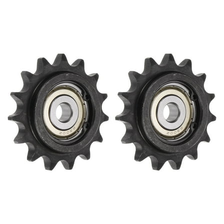 2 Pcs ANSI #40 Roller Chain Idler Sprocket 10mm Bore, 1/2" Pitch, Hardened 15 Teeth Tensioner Sprocket