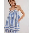 thumbnail image 2 of Women Y2k Striped Sleeveless Flowy Hem Crop Top+High Waist Lounge Shorts Set 2 Piece Sleepwear Light Blue XL, 2 of 8