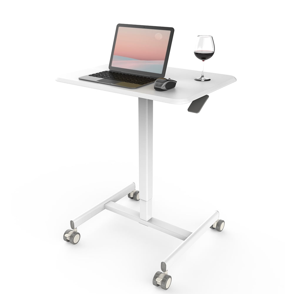 Small Rolling Desk with Adjustable Height Mobile Laptop Stand for