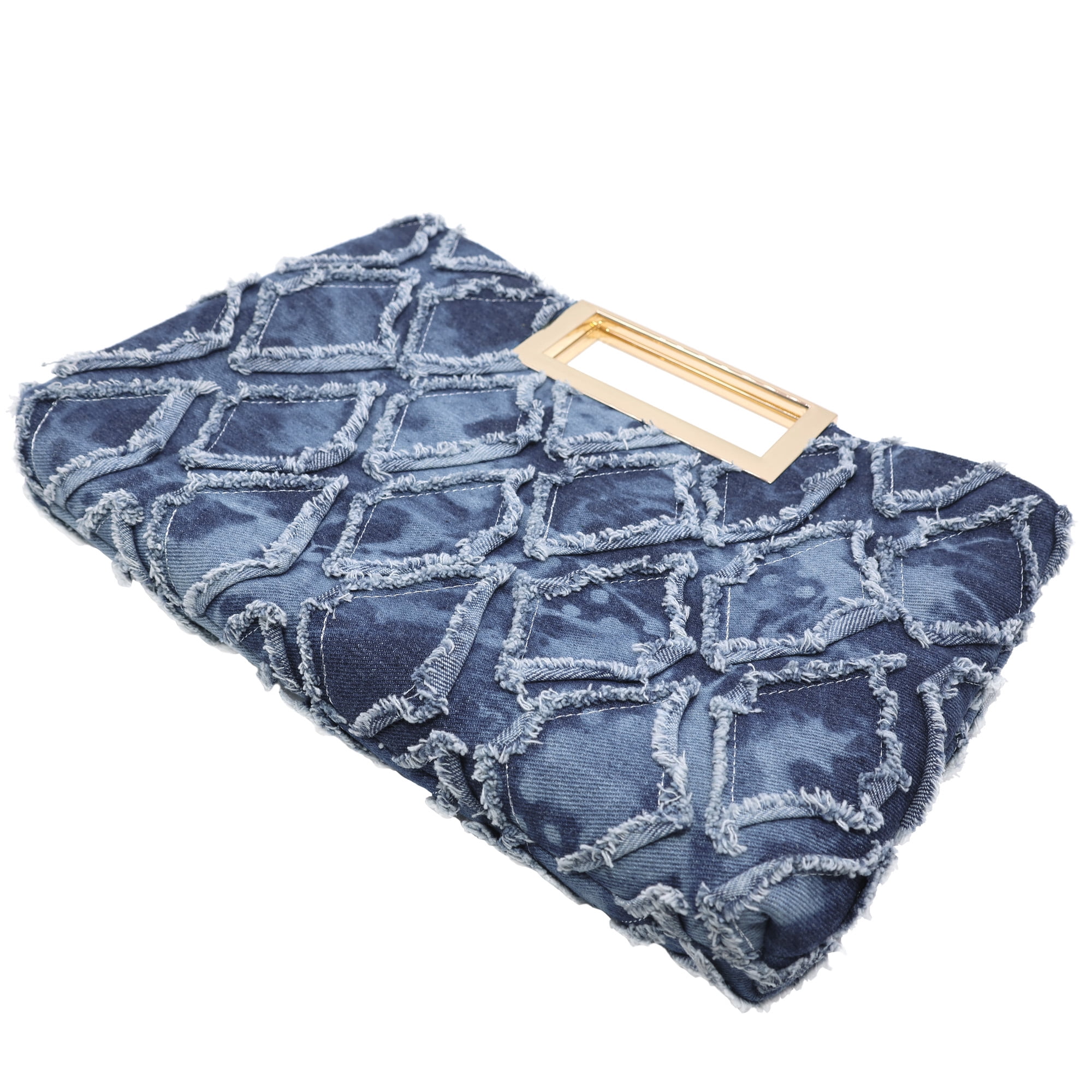 Milisente Women Top Handle Clutch Purse Denim QuiltedEnvelope Evening Bags For Formal Party Work(denim Blue)
