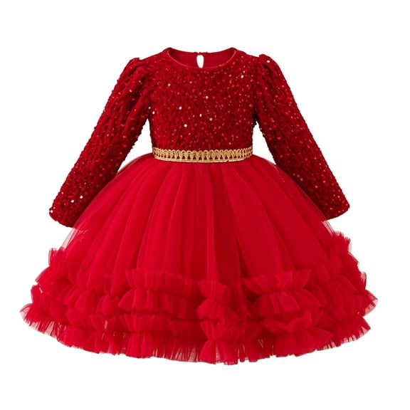 Krayuyo Girls Christmas Dresses Sequin Velvet Dress Vintage Party Holiday Little Girls Velour Causal Princess Dresses