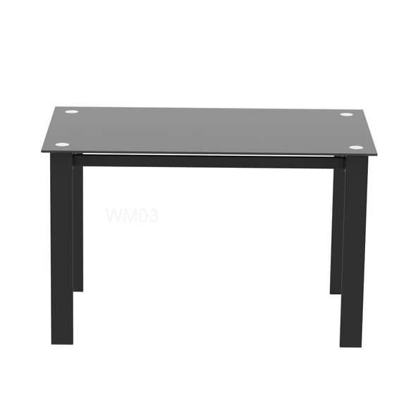 Black Tempered Glass Multi-Use Table, 52x28 inch Dining and Work Table with Iron Base for Home Office